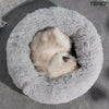 Pat Animale Teno49, captusit, moale, pufos si calduros, pentru caini si pisici, diametru 100cm, baza anti-alunecare, gri