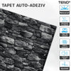 Set Tapet Caramida 3D Teno241, Model Piatra Rotunda, suprafata acoperire 5.3 mp, autoadeziv, waterproof, usor de montat, design modern, 70x77 cm, negru