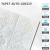 Set Tapet 3D Teno115, suprafata acoperire 4.9 mp, autoadeziv, perete/tavan, model floral, waterproof, usor de montat, design modern, 70x70 cm, alb