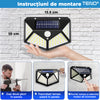Lampa Solara 100 LED-uri Teno63, senzor de miscare, 3 moduri de iluminare, protectie IP65, Waterproof, exterior, negru