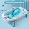 Cadita cu Pernuta pentru Bebelusi Teno42, termometru digital incorporat, pliabila, dop de scurgere, picioare anti-alunecare, design ergonomic, 75 x 45 x 22 cm, albastru