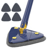 Mop cu Cap Triunghiular Teno321, rotire 360 grade, telescopic, curatare usoara, 4 lavete incluse, 127 cm, albastru/galben
